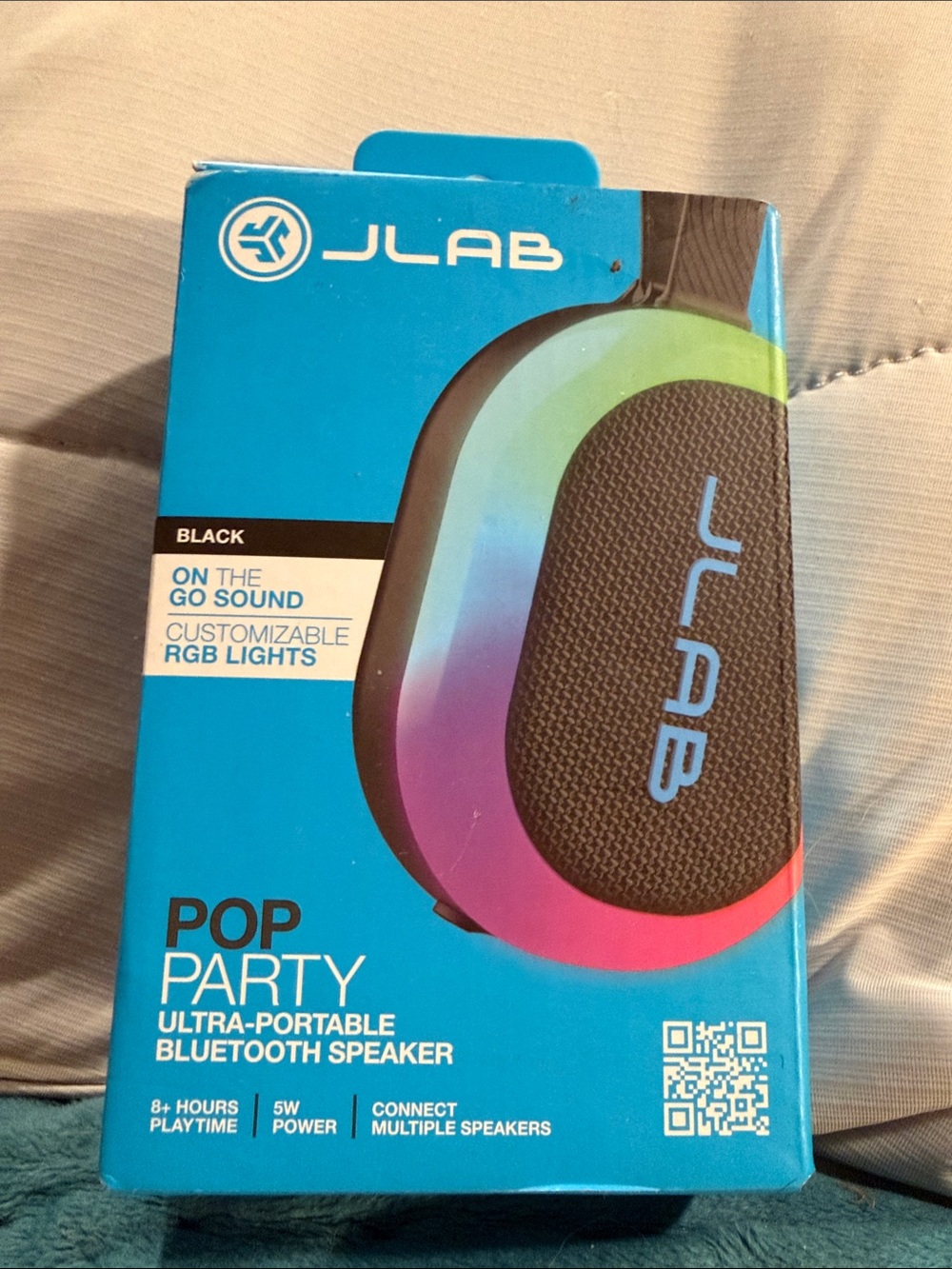 Pop Party Ultra-Portable Bluetooth Speaker - Black with RGB Lights NWT